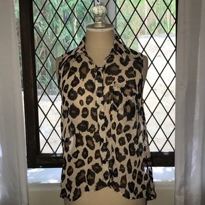 Thin sleeveless cheetah print blouse